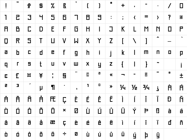 Just Square LT Std Medium Character Map Just Square LT Std Medium Character Map