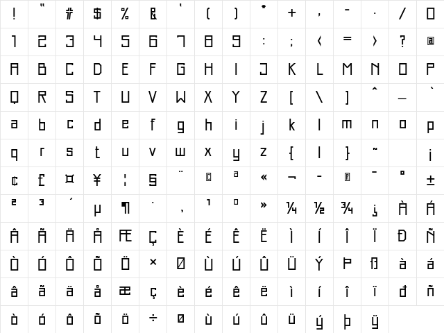 Just Square LT Std Regular Character Map
