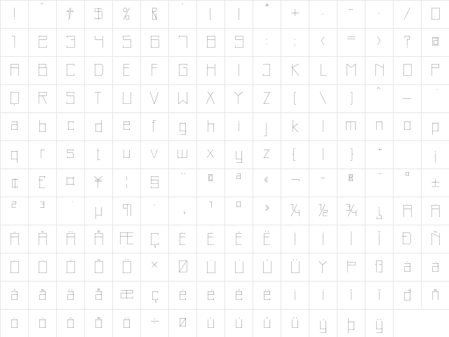 Just Square LT Std Ultra Thin Character Map Just Square LT Std Ultra Thin Character Map