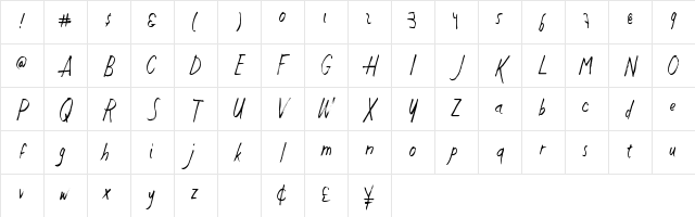 JustWriteDT Regular Character Map