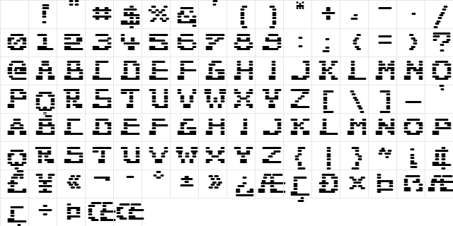 JVNE Wopper'83 Regular Character Map