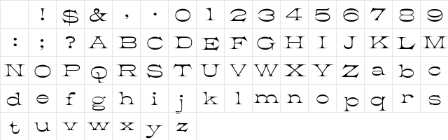 K22 Athenian Wide Regular Character Map K22 Athenian Wide Regular Character Map