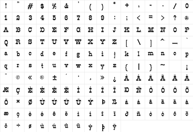 K22 Eclair Regular Character Map