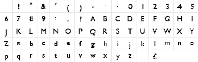 K22 EricGill Shadow Line Regular Character Map K22 EricGill Shadow Line Regular Character Map