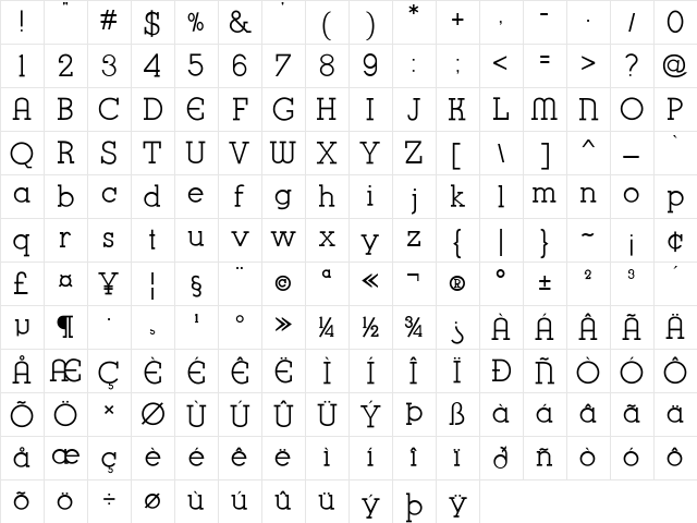 K22 Karnak Deco Regular Character Map