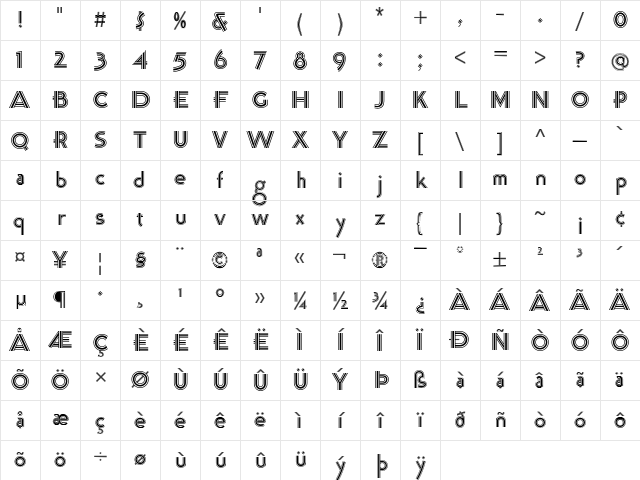K22 Tri-Line Gothic Regular Character Map K22 Tri-Line Gothic Regular Character Map