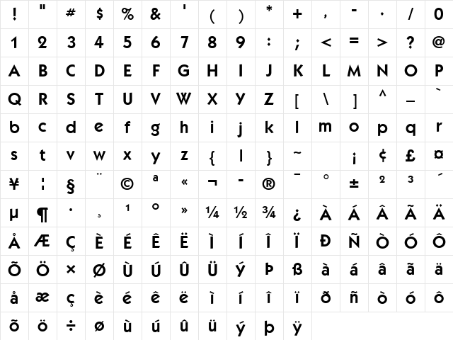 KabelITCW05-Demi Regular Character Map