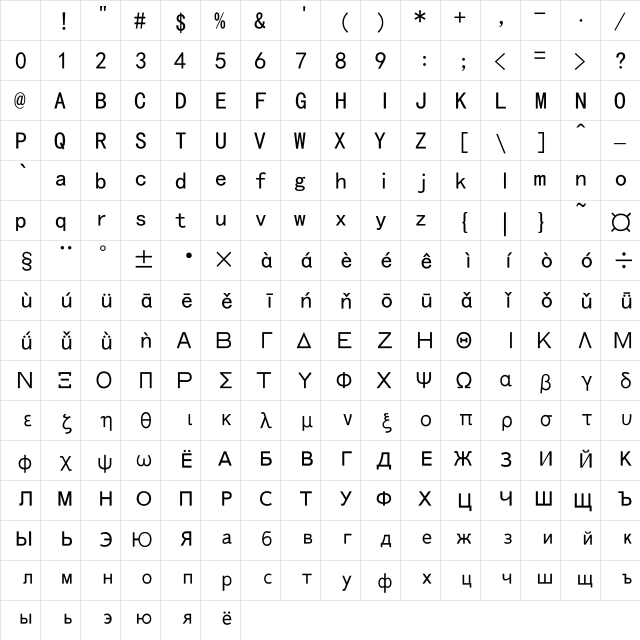 KaiTi Regular Character Map KaiTi Regular Character Map