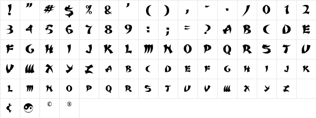 Karate Regular Character Map