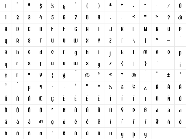 AtomicSansICG Bold Character Map