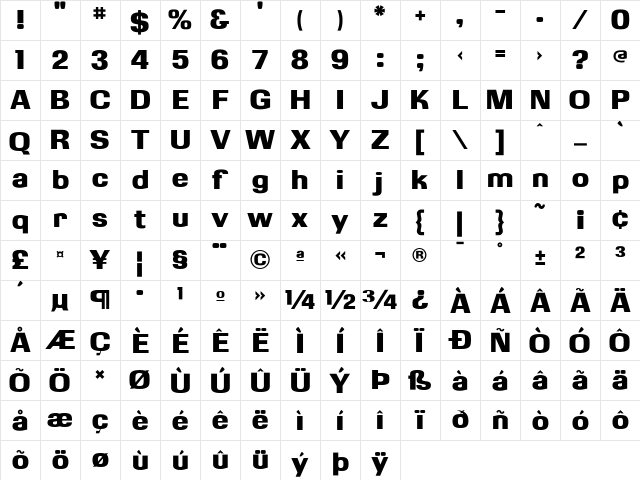 KasseUltraFLF Regular Character Map