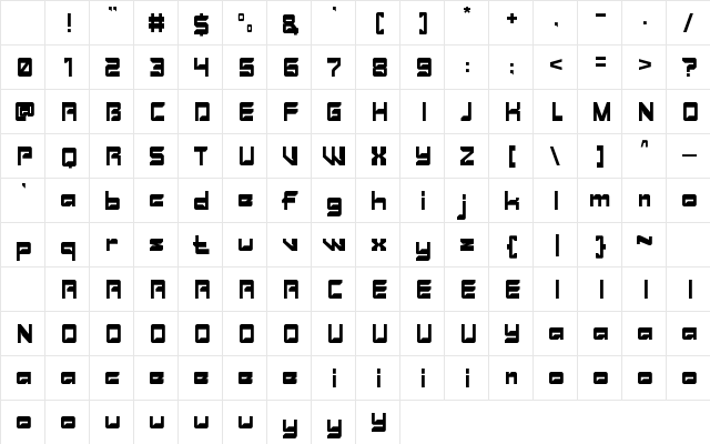 MINUTEMAN Regular Character Map