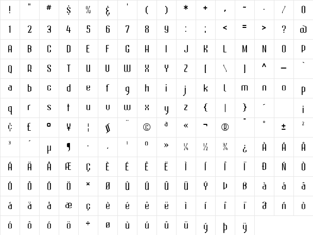 AtomicSansICG Medium Character Map