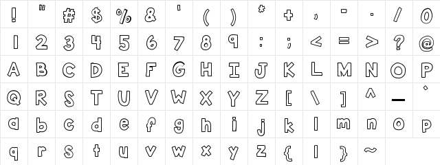 KBSticktoIt Medium Character Map