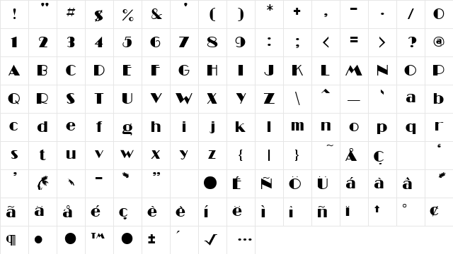 MiamiNights Regular Character Map