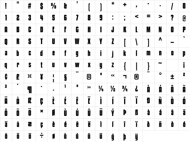 Kenyan Coffee Bold Character Map