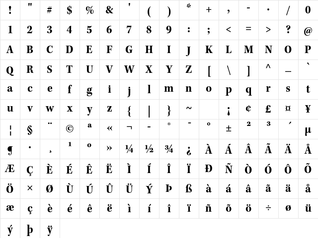 Kepler Std Bold Semicondensed Character Map Kepler Std Bold Semicondensed Character Map