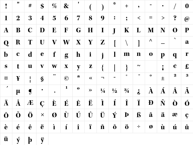 Kepler Std Bold Subhead Character Map Kepler Std Bold Subhead Character Map
