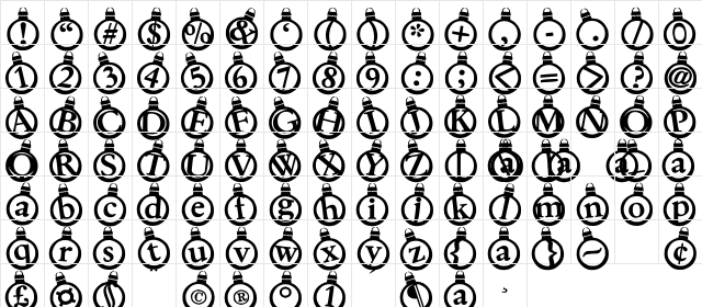 KerstKaarten Regular Character Map