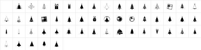 KG Christmas Trees Regular Character Map