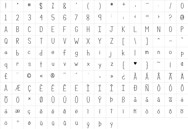 KG Compassion Regular Character Map KG Compassion Regular Character Map