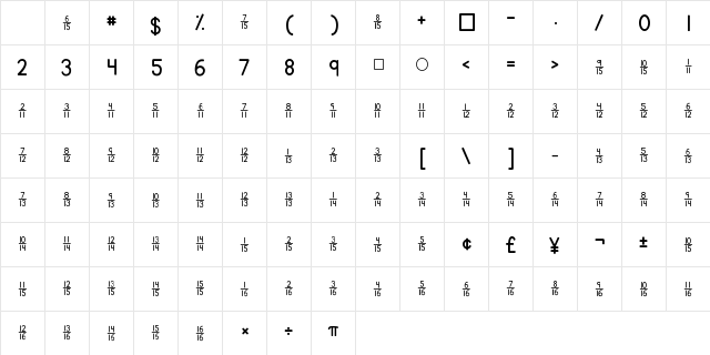KG Traditional Fractions 2 Regular Character Map KG Traditional Fractions 2 Regular Character Map