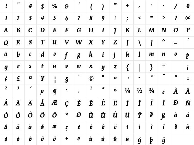 Kinesis Std Black Italic Character Map Kinesis Std Black Italic Character Map