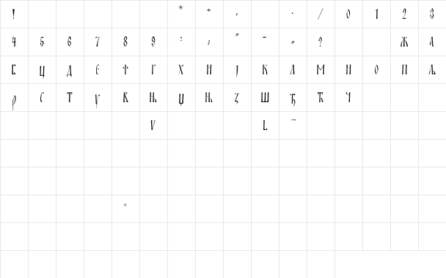 MiroslavljevoJevandjelje Regular Character Map