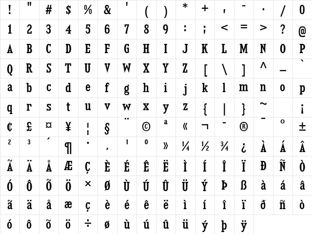 Kingsbridge Condensed SemiBold Character Map