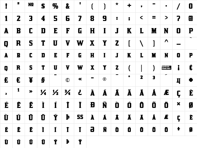 Kirsty Bold Character Map