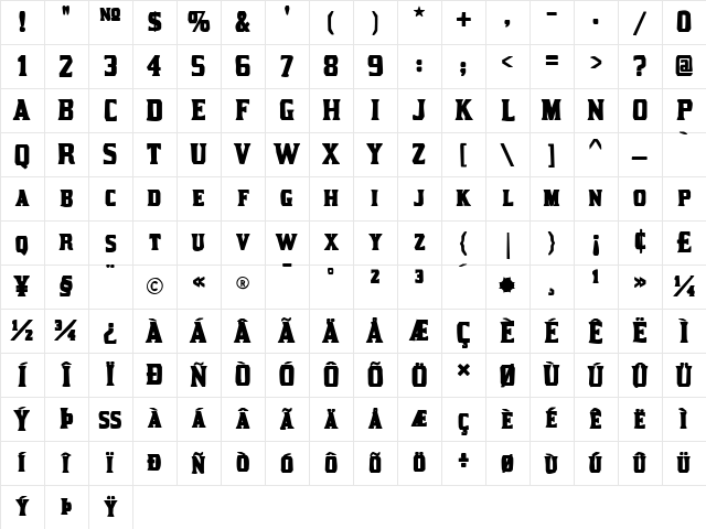 Kirsty Ink Character Map