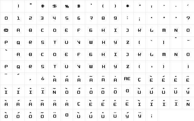 KitchenCowboyShort Regular Character Map KitchenCowboyShort Regular Character Map