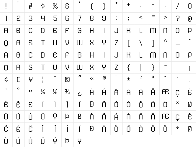 Kleptocracy Titling Expanded Light Character Map