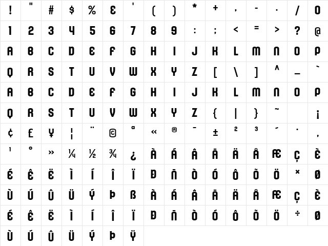 Kleptocracy Titling Bold Character Map
