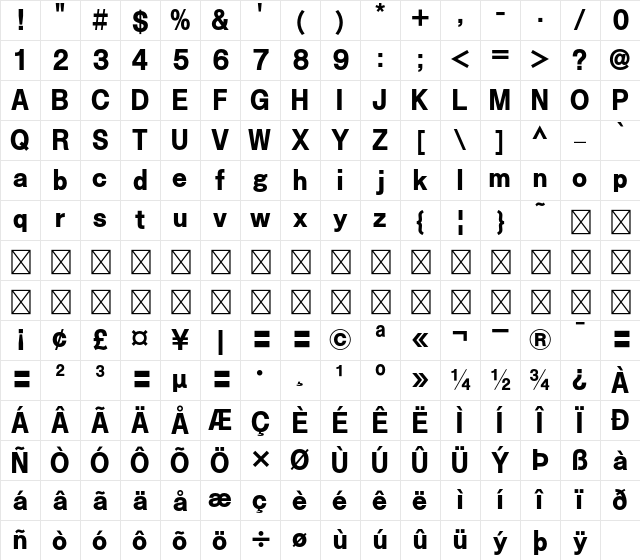 G-OTF Neotoday Std B-KL Character Map G-OTF Neotoday Std B-KL Character Map