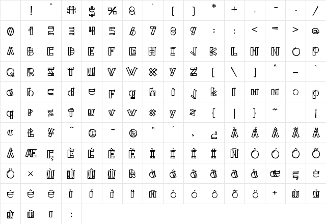 KODYZ Regular Character Map