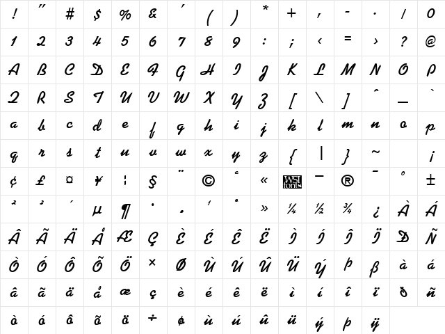 Koffee Bold Character Map Koffee Bold Character Map