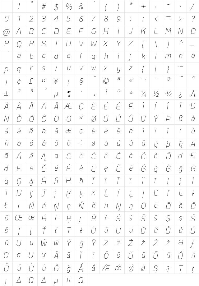 KoHo ExtraLight Italic Character Map KoHo ExtraLight Italic Character Map