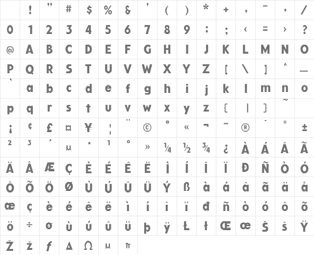 KolkmanGray Regular Character Map KolkmanGray Regular Character Map