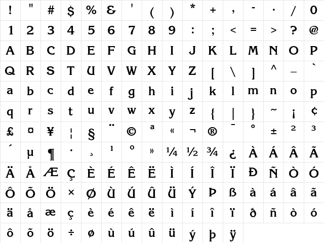 ITC Korinna Bold Character Map ITC Korinna Bold Character Map