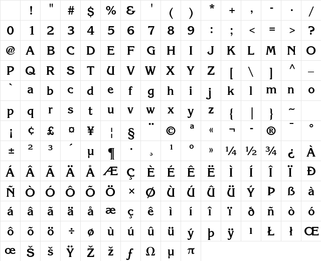 ITC Korinna Std Bold Character Map ITC Korinna Std Bold Character Map