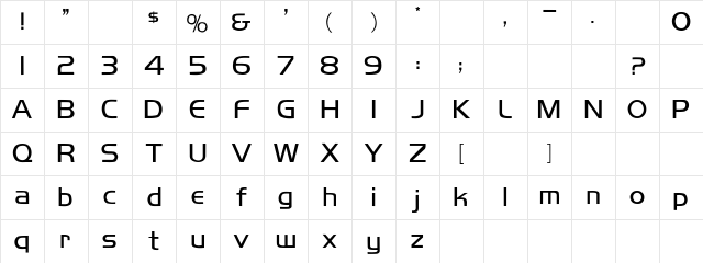 Koshgarian-Light Regular Character Map