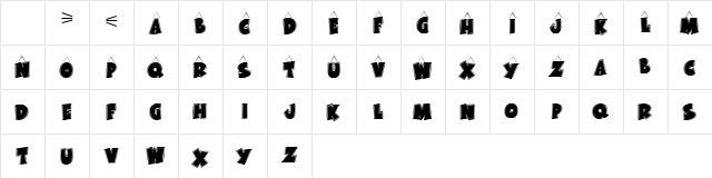 KR Bad Kitty Regular Character Map