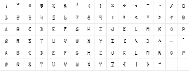 Kredit Embossed Character Map