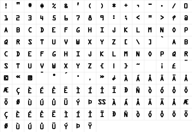 Kredit Back Character Map