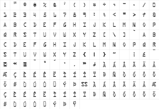 Kredit Regular Character Map