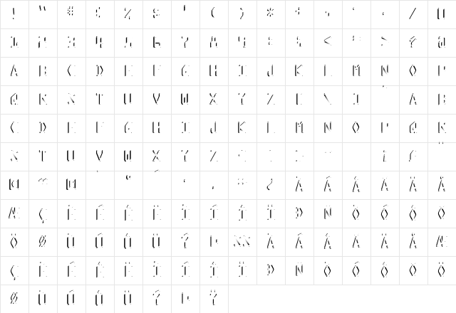 Kredit Shine Character Map