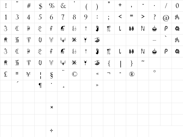 Kringley Christmas Regular Character Map