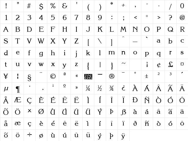 Krone Regular Character Map