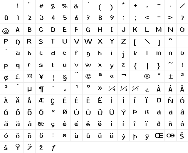 Krooked Expanded Regular Character Map